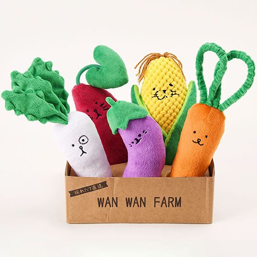 🥕新品上架【梨花娘總代理】日本品牌Solgra 🌽快樂農場蔬菜朋友寵物玩具六件組|狗狗啃咬互動玩具・茄子紅蘿蔔地瓜白蘿蔔玉米