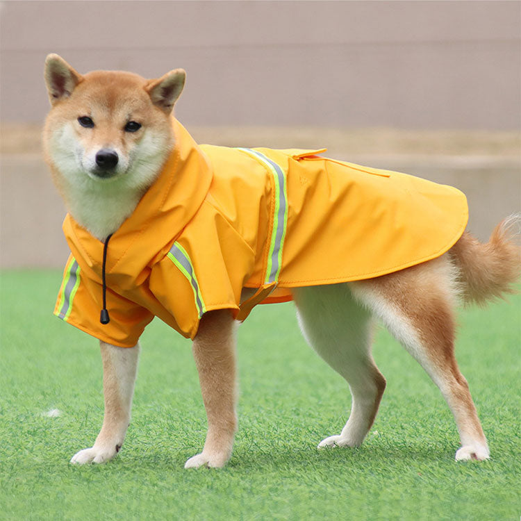 😍新品上架 【梨花娘】柴犬主人必備風雨無阻🌀橘色安全反光條寵物雨衣(S~5XL)