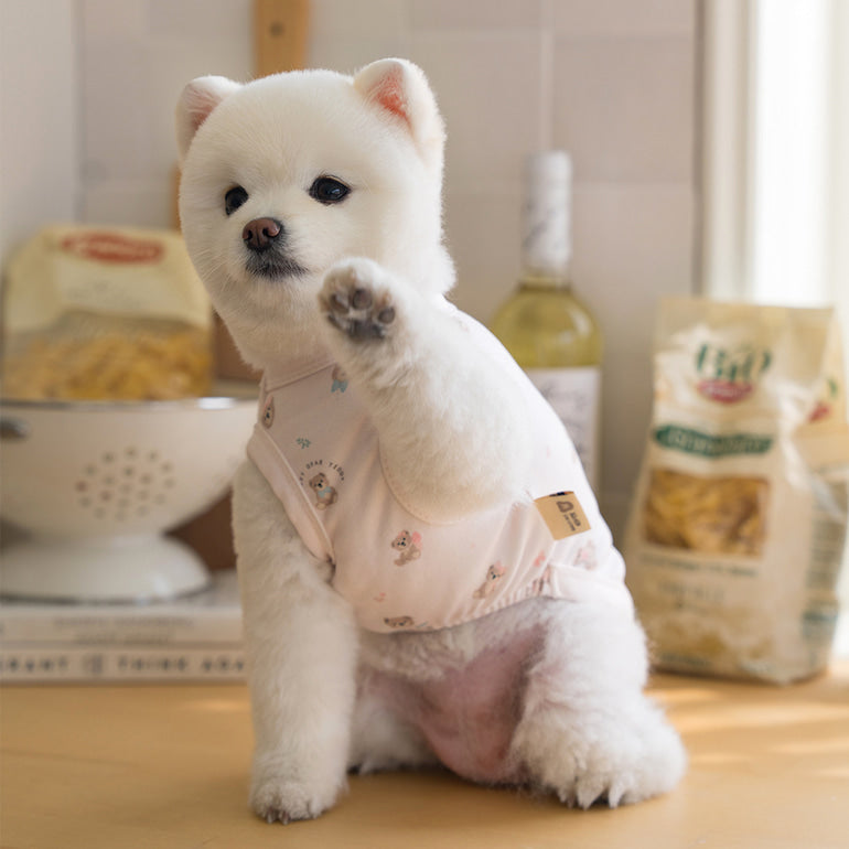 韓國新品上架【梨花娘總代理】🐾BAILEY 🐶新品 萌系滿版小熊棉質舒適涼感防蟲無袖寵物衣(3色)