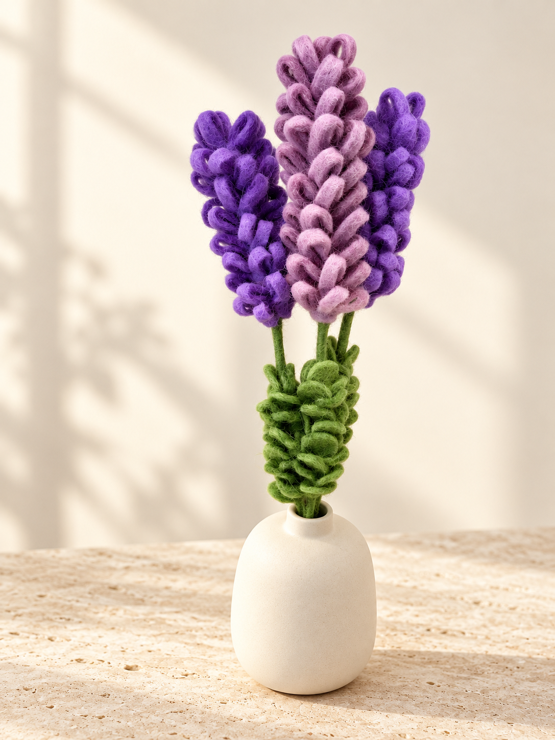 新品上架【梨花娘】💜 LIHUA MAYA|紫韻薰衣草・高級純羊毛手作不凋花束|花梗可彎曲・三枝組