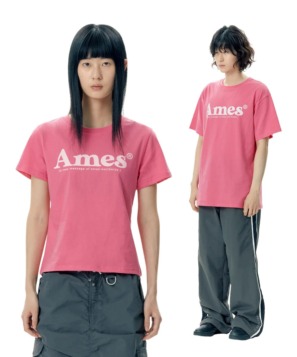 💜新品上架【梨花娘】韓系極簡字母Logo修身短T|Ames顯瘦氣質百搭上衣、情侶穿搭(S~L)10色