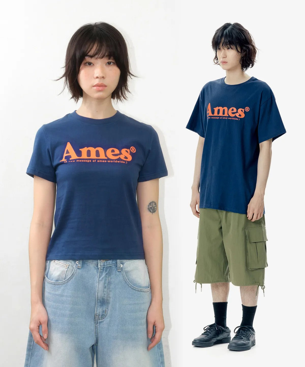 💜新品上架【梨花娘】韓系極簡字母Logo修身短T|Ames顯瘦氣質百搭上衣、情侶穿搭(S~L)10色
