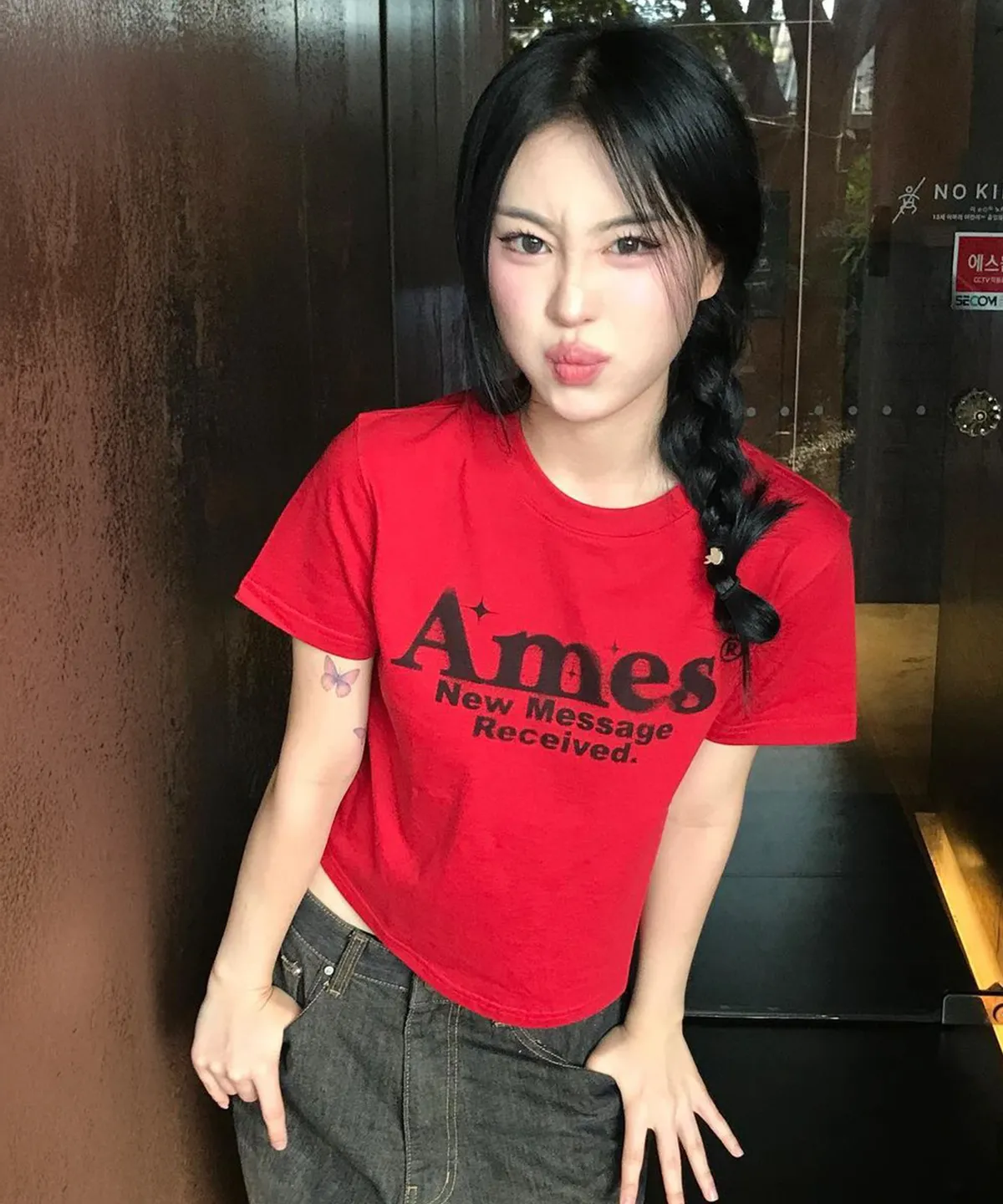 💖韓國暢銷品牌AMES-WORLDWIDE🆕新品上架 美式復古修身圓弧下擺短版 T-shirt(5色)