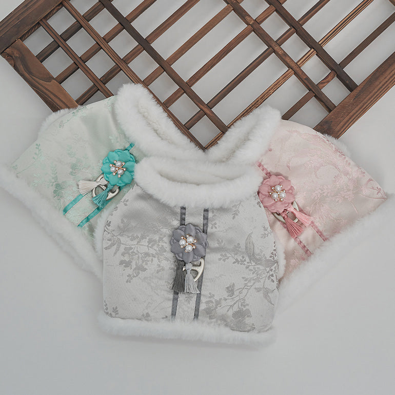 【梨花娘總代理】🐾BAILEY 🐶韓國雪花保暖鋪棉寵物宮廷刺繡棉背心(可另購耳罩(3色))