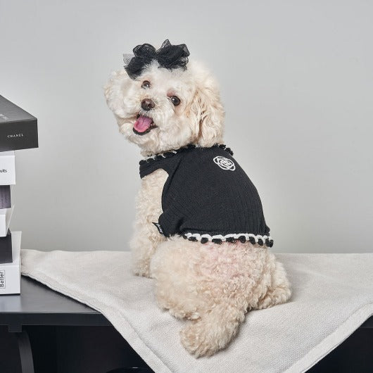 韓國新品上架【梨花娘總代理】🐾BAILEY 🐶秋冬新品 山茶花刺繡方形領口粗花編織保暖針織寵物服飾(2色)