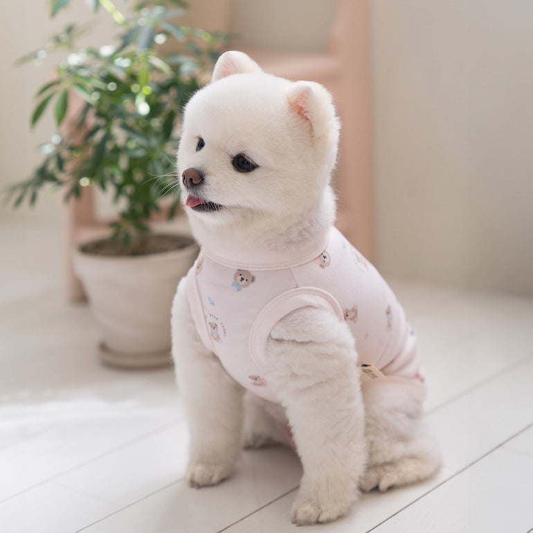 韓國新品上架【梨花娘總代理】🐾BAILEY 🐶新品 萌系滿版小熊棉質舒適涼感防蟲無袖寵物衣(3色)