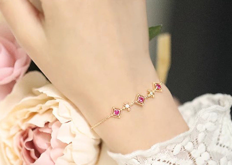 🆕新品上架【梨花瑪雅】💖法式輕奢復古石榴石手鍊(4色)💕
