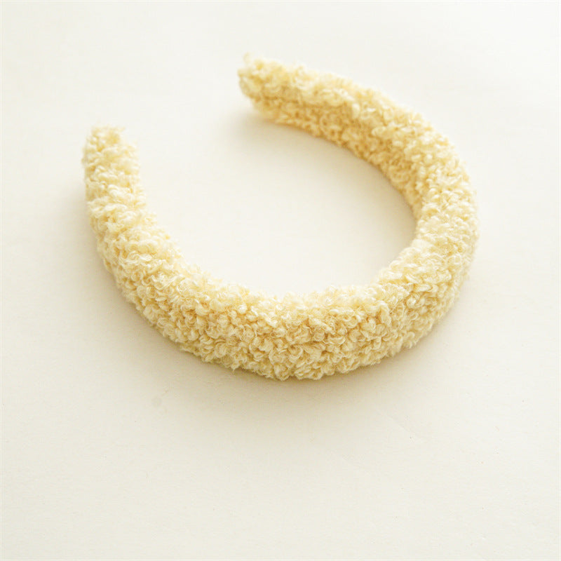 🆕新品上架【梨花瑪雅】韓風🐏羊羔毛寬版秋冬款高顱頂百搭甜美洗臉髮箍(4色)