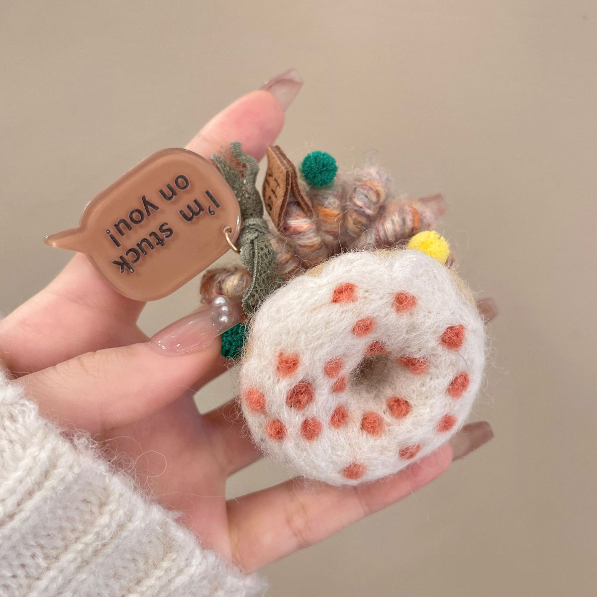 🆕新品上架【梨花瑪雅】(｡♥‿♥｡)甜心🍪毛線電話線不傷髮餅乾髮圈(5色) 韓國連線
