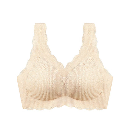 🆕新品上架💖【梨花瑪雅】百褶蕾絲泡泡性感聚攏無鋼圈乳膠女無痕薄款舒適瑜伽睡眠內衣👙(7色)寵愛自己