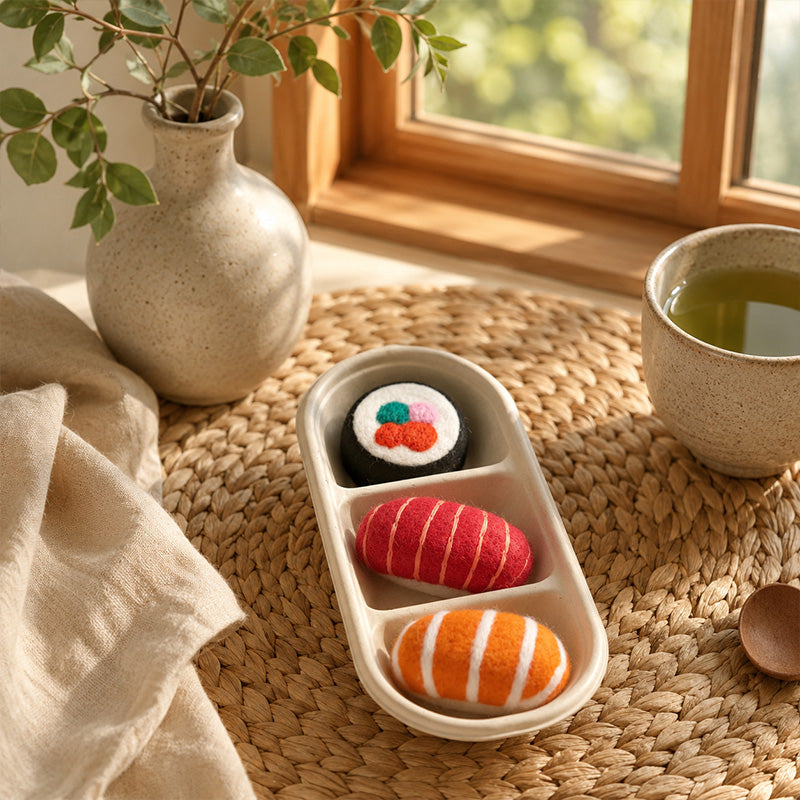 🎀新品上架【LIHUA MAYA】🍣專屬貓咪高級貓薄荷+木天蓼雙薄荷手工羊毛氈日式握壽司餐盒｜貓薄荷×木天蓼 貓咪療癒玩具(預購7~14天)
