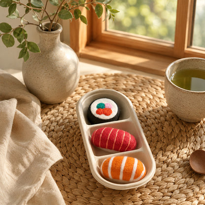 🎀新品上架【LIHUA MAYA】🍣專屬貓咪高級貓薄荷+木天蓼雙薄荷手工羊毛氈日式握壽司餐盒｜貓薄荷×木天蓼 貓咪療癒玩具(預購7~14天)