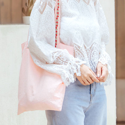 💖新品上架【梨花瑪雅】實拍選品馬卡龍色系刺繡玫瑰手提托特包