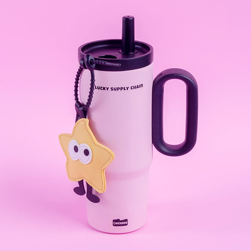 🆕新品上架【梨花瑪雅】大容量把手式底層防滑星星掛飾不銹鋼幕色保溫杯(3色可選)💕情人禮物，生日，閨蜜禮物禮物