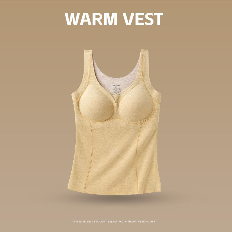 🆕新品上架💖【梨花瑪雅】🔥羊絨蠶絲V領網紗加厚內搭無痕保暖附胸墊塑身背心(6色) 韓國連線