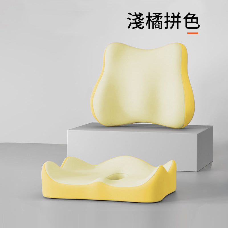 🆕新品上架【梨花瑪雅】 辦公久坐尾椎減壓記憶棉，美臀、護腰放鬆透氣靠背撞色美感椅墊(8色)