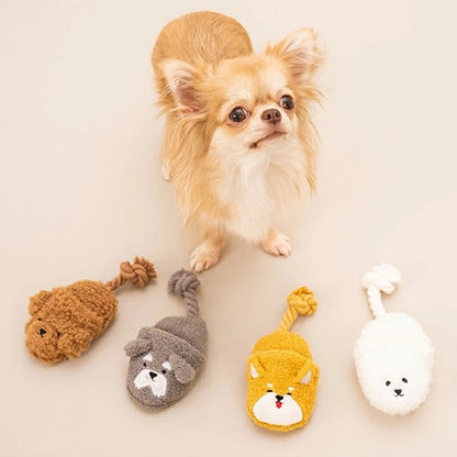 新品上架【梨花娘總代理】🐾日本品牌Solgra🐶軟綿綿狗狗拖鞋造型繩結玩具 (柴犬/比熊/雪納瑞/貴賓)