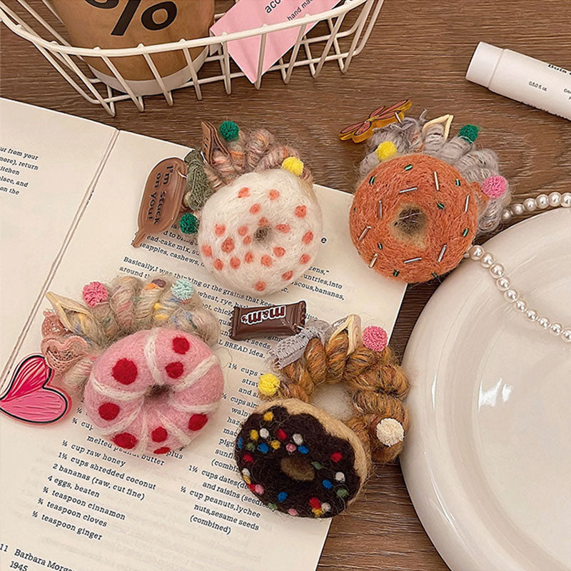 🆕新品上架【梨花瑪雅】(｡♥‿♥｡)甜心🍪毛線電話線不傷髮餅乾髮圈(5色) 韓國連線