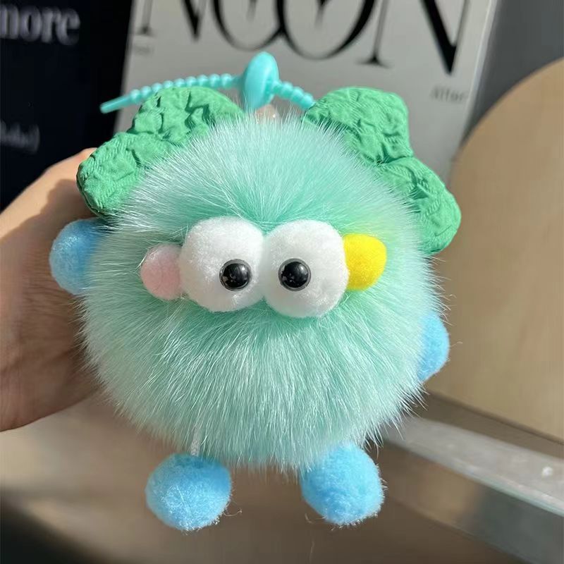 🆕新品上架💖【梨花瑪雅】💕超萌超Q超柔超療癒狐狸毛小煤球掛飾💖💖