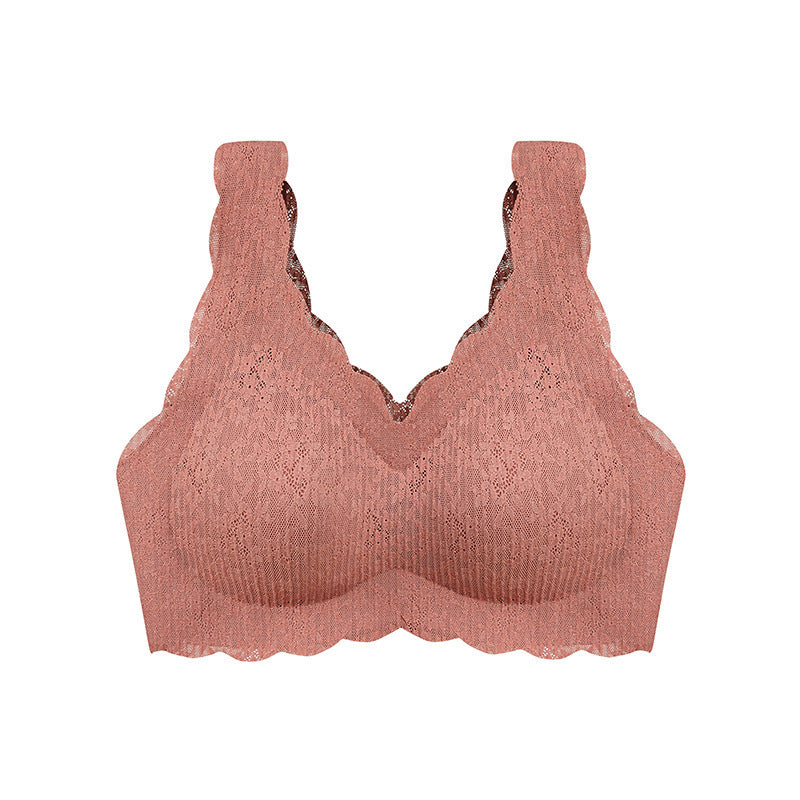 🆕新品上架💖【梨花瑪雅】百褶蕾絲泡泡性感聚攏無鋼圈乳膠女無痕薄款舒適瑜伽睡眠內衣👙(7色)寵愛自己