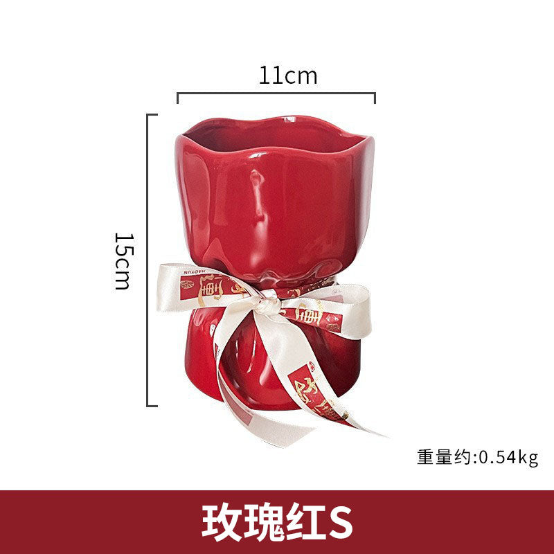 🆕新品上架【梨花瑪雅】情緒穩定🏡新家客廳裝飾輕奢高級花束造型花瓶擺飾🌹