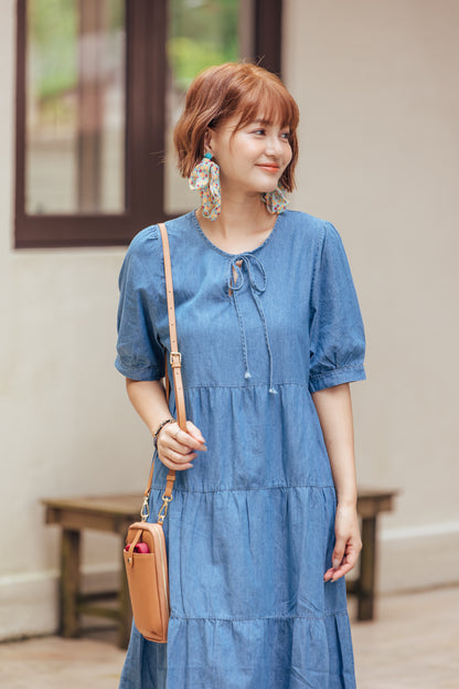 🆕新品上架【梨花瑪雅】實拍選品夏季薄款牛仔休閒修身慵懶長洋裝