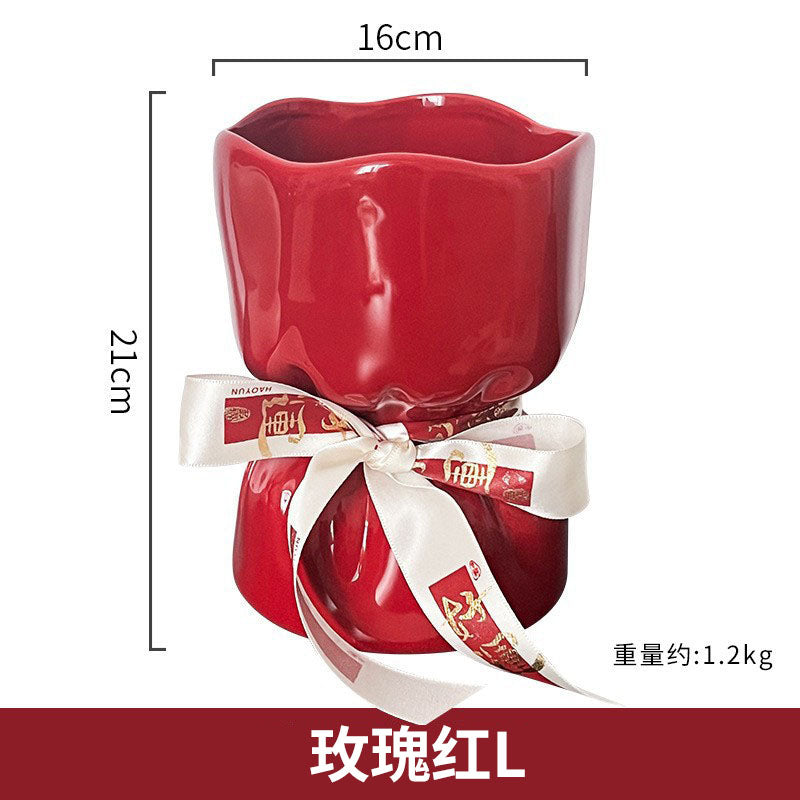 🆕新品上架【梨花瑪雅】情緒穩定🏡新家客廳裝飾輕奢高級花束造型花瓶擺飾🌹