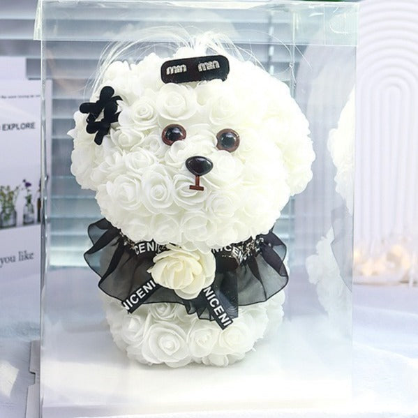 🆕新品上架【梨花瑪雅】🐩🐩爆瘦爆富 好事花生😍手作永生花馬爾濟斯小狗花束暖燈緞帶透明禮盒 閨蜜禮物，情人禮物(製作期約1周)