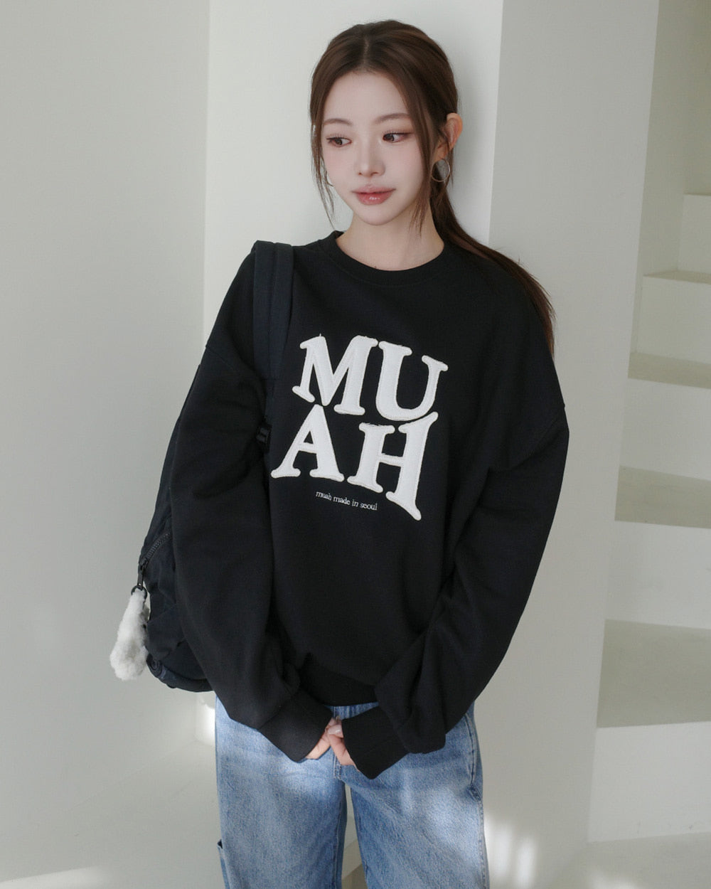 💖韓國暢銷品牌MUAHMUAH 🆕新品上架 貼布立體MUAH寬鬆休閒T恤(2色)