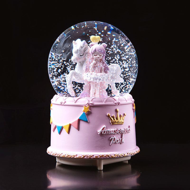 🆕新品上架【梨花瑪雅】💖夢幻自動飄雪水晶球七彩燈光音樂盒(3款)
