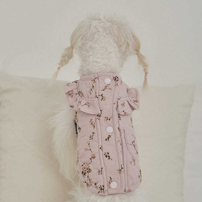 韓國新品上架【梨花娘總代理】🐾BAILEY 🐶秋冬新品 親膚純棉荷葉邊復古小碎花寵物服飾(2色)