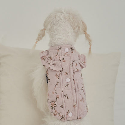 韓國新品上架【梨花娘總代理】🐾BAILEY 🐶秋冬新品 親膚純棉荷葉邊復古小碎花寵物服飾(2色)