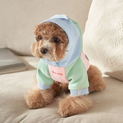 韓國新品上架【梨花娘總代理】🐾BAILEY 🐶秋冬新品 繽紛馬卡龍拼接網球保暖親膚連帽寵物服飾