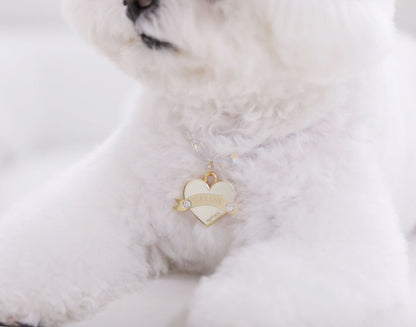 新品上架【梨花娘】💖韓國品牌 PETTISTA｜In My Heart  Swarovski 訂製珍珠寵物水晶項鍊(5色)含專屬客製刻字服務