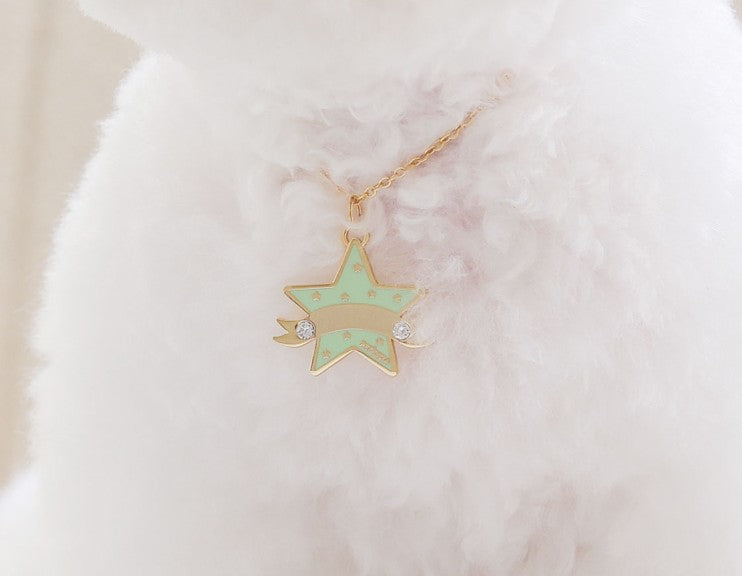 新品上架【梨花娘】💖韓國品牌 PETTISTA｜ÉTOILE 星芒・施華洛世奇訂製寵物水晶項鍊(3色)含專屬客製刻字服務