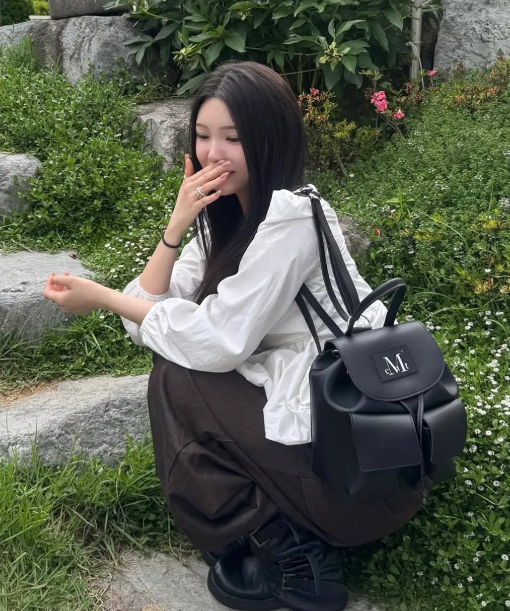 🆕新品上架💖【梨花娘】韓國品牌 Muscent 暢銷迷你後輕盈束口後背包輕盈束口款/真皮兩款(男女通用)