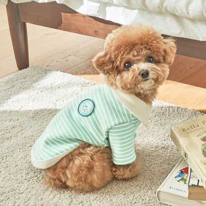 韓國新品上架【梨花娘總代理】🐾BAILEY 🐶秋冬新品 條紋翻領柔棉立體徽章刺繡寵物服飾(3色)