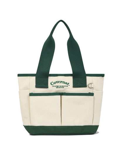 💕新品上架【梨花娘】韓國COVERNAT Arch Logo Canvas Tote Bag Navy厚實手提帆布包(2色)