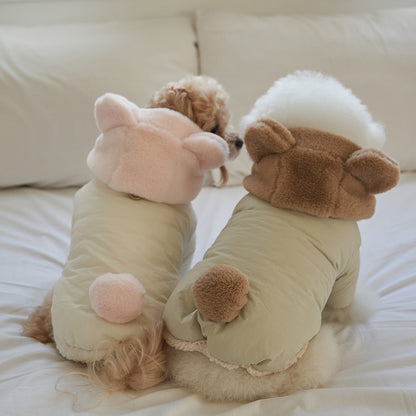 新品上架【梨花娘總代理】🐾BAILEY 🐶秋冬新品 小熊連帽毛球防潑水鋪棉寵物外套(2色) 寵愛禮物