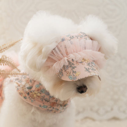 韓國新品上架【梨花娘總代理】🐾BAILEY 🐶新品 溫柔蕾絲荷葉法式小碎花寵物蓬蓬裙+牽引繩(2色)