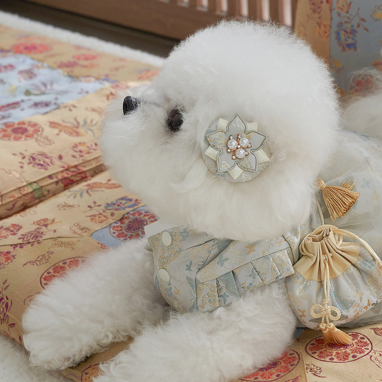 韓國新品上架【梨花娘總代理】🐾BAILEY 🐶甜美韓服公主花漾珍珠寵物髮夾(2色)