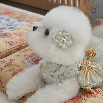 韓國新品上架【梨花娘總代理】🐾BAILEY 🐶甜美韓服公主花漾珍珠寵物髮夾(2色)