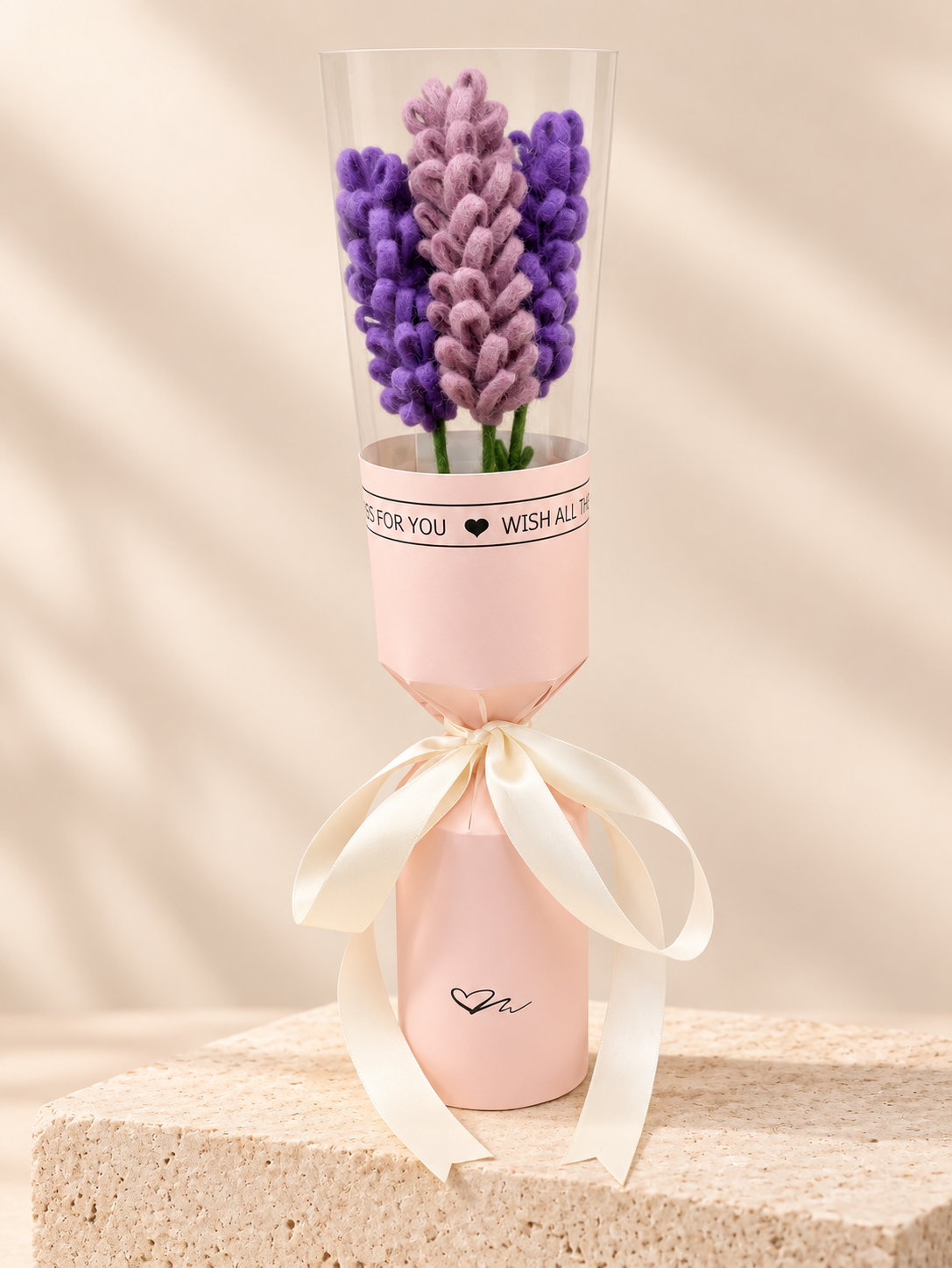 新品上架【梨花娘】💜 LIHUA MAYA｜紫韻薰衣草・高級純羊毛手作不凋花束｜花梗可彎曲・三枝組