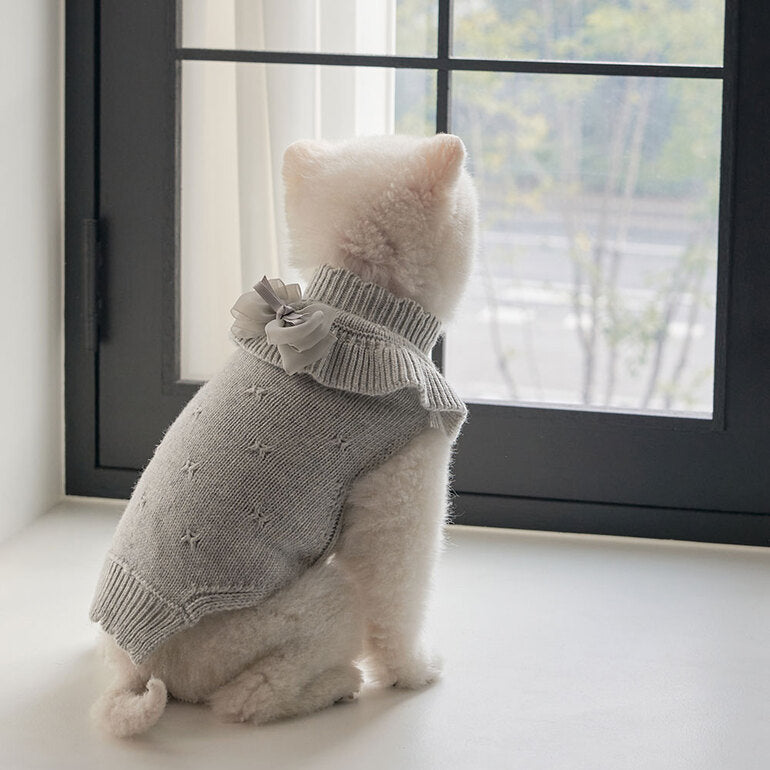 韓國新品上架【梨花娘總代理】🐾BAILEY 🐶秋冬新品 柔軟蝴蝶荷葉邊高領針織寵物服飾(3色)