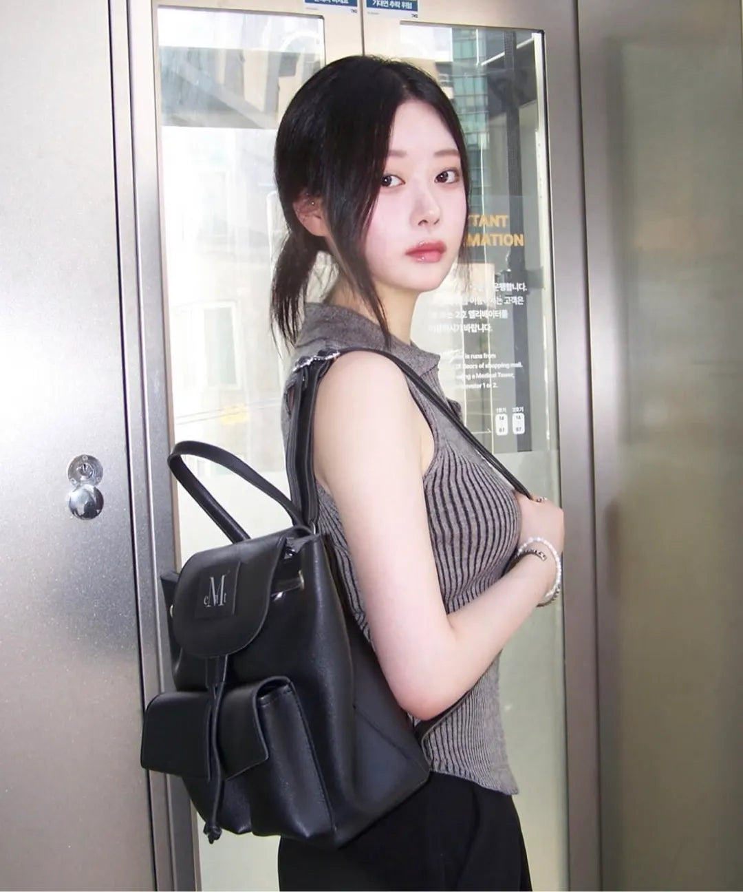 🆕新品上架💖【梨花娘】韓國品牌 Muscent 暢銷迷你後輕盈束口後背包輕盈束口款/真皮兩款(男女通用)