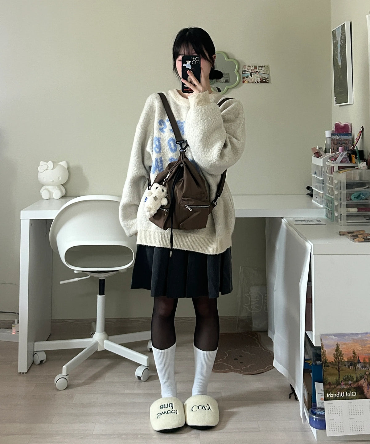 【梨花娘】💕韓國品牌LMR미니 샹뇽이貓咪珍珠愛心掛牌吊飾萌翻鑰匙圈(5色)