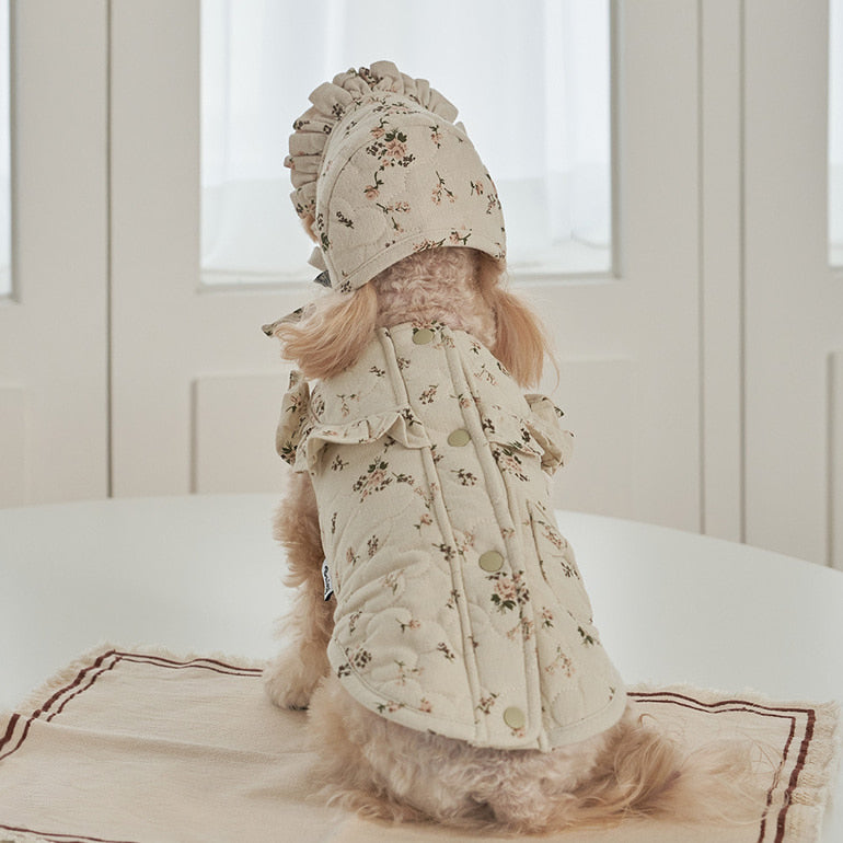 韓國新品上架【梨花娘總代理】🐾BAILEY 🐶秋冬新品 親膚純棉荷葉邊復古小碎花寵物服飾(2色)