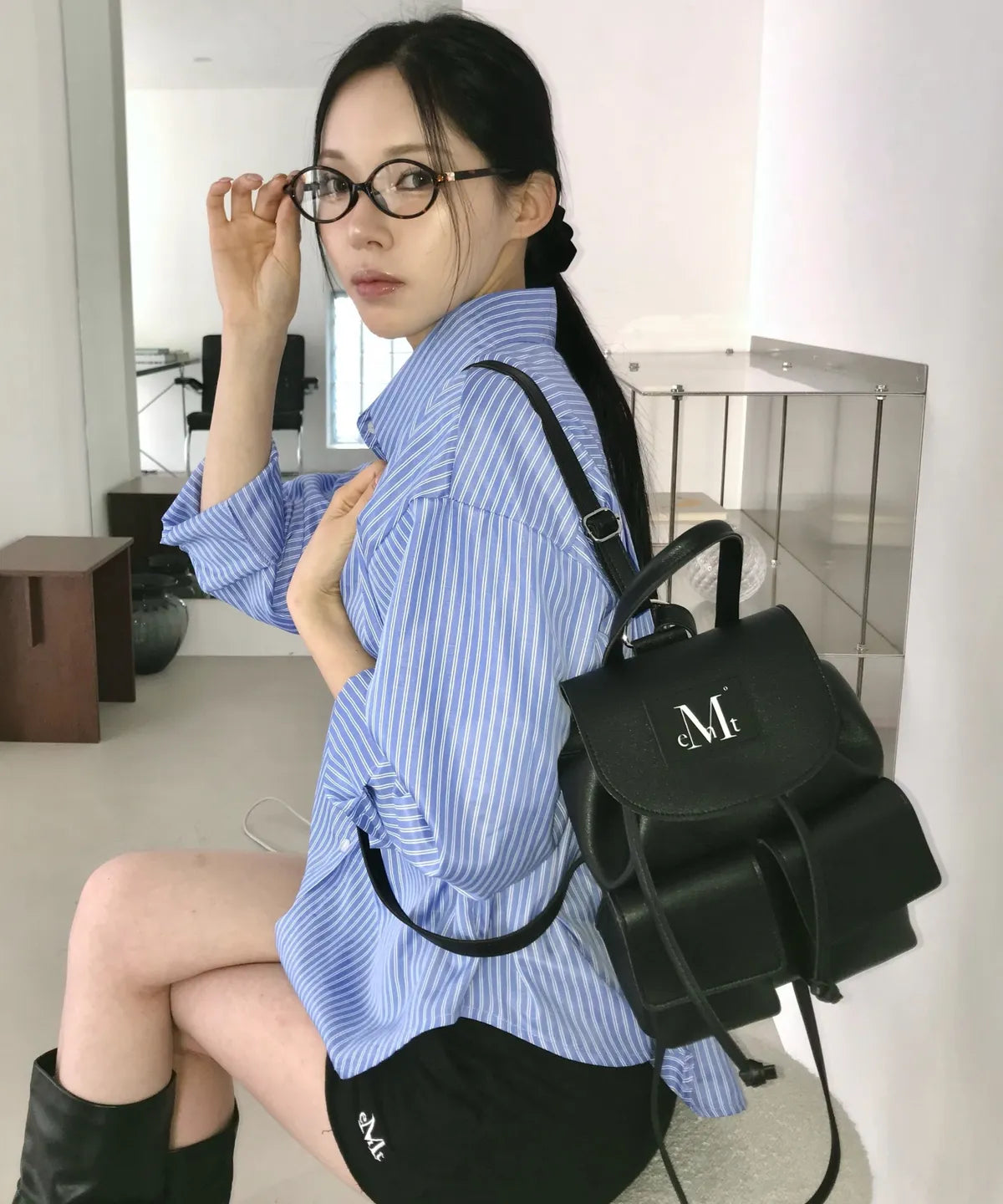 🆕新品上架💖【梨花娘】韓國品牌 Muscent 暢銷迷你後輕盈束口後背包輕盈束口款/真皮兩款(男女通用)