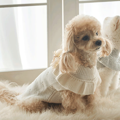 韓國新品上架【梨花娘總代理】🐾BAILEY 🐶秋冬新品 柔軟蝴蝶荷葉邊高領針織寵物服飾(3色)