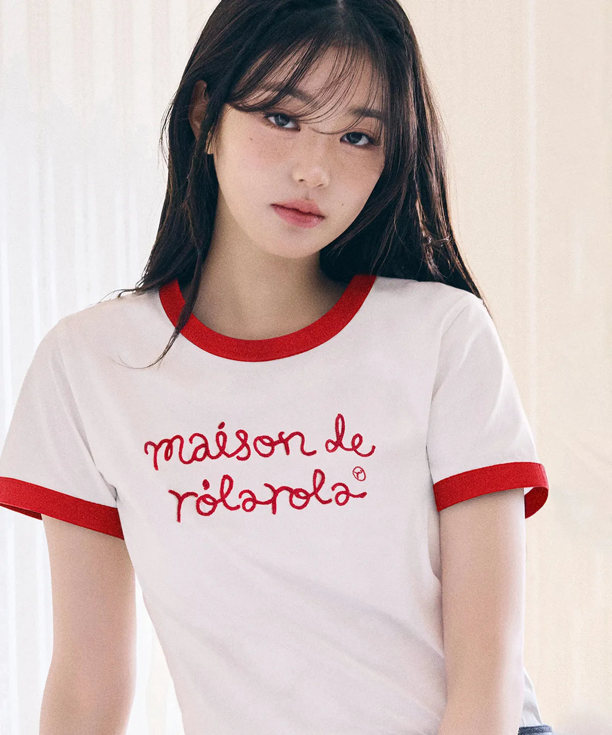 💖韓國暢銷品牌ROLAROLA🆕新品上架 張員瑛同款立體刺繡英文撞色短袖T恤(2色)